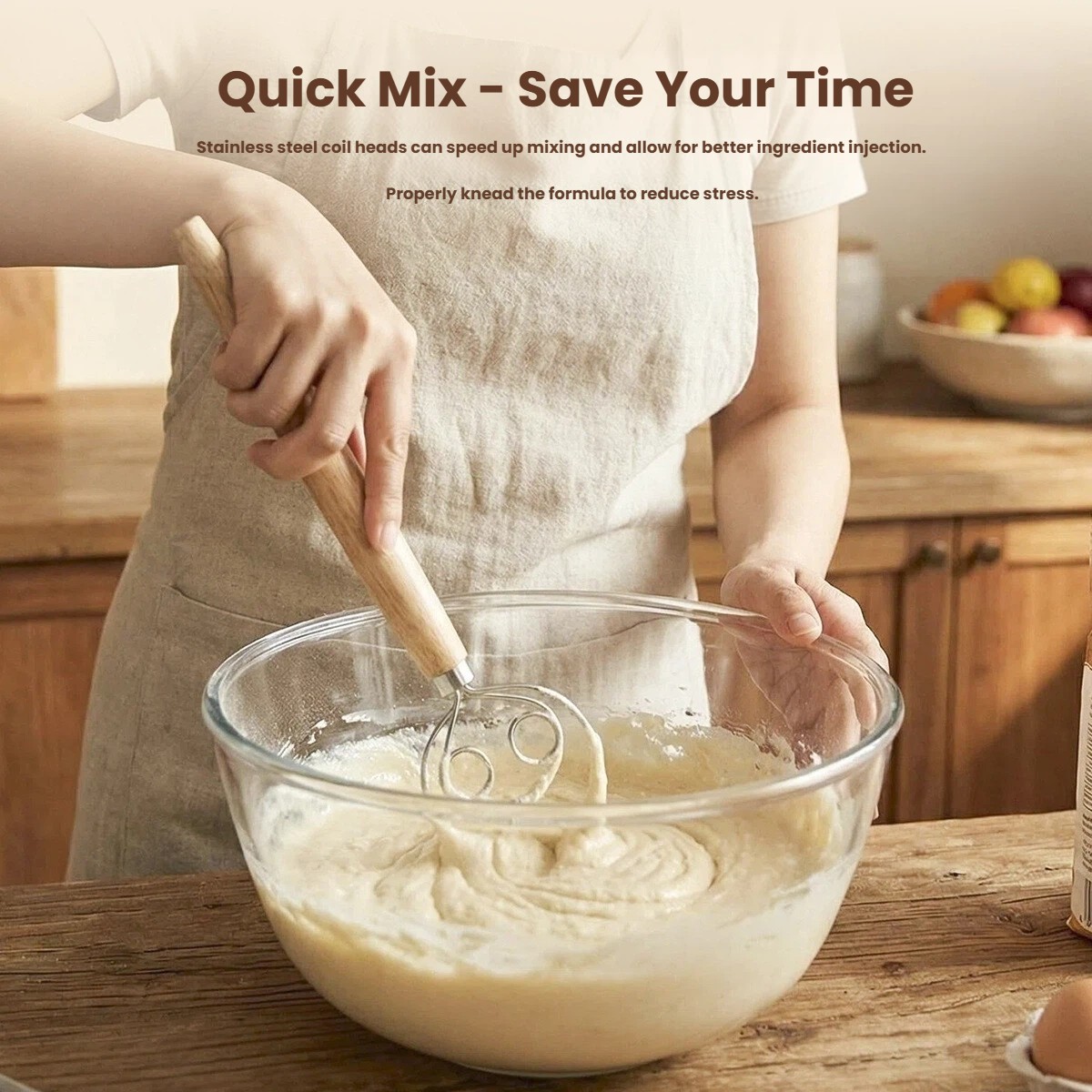 Dough Whisk Large Wood Handle  - đánh giá và giá Danish Pancake Pan